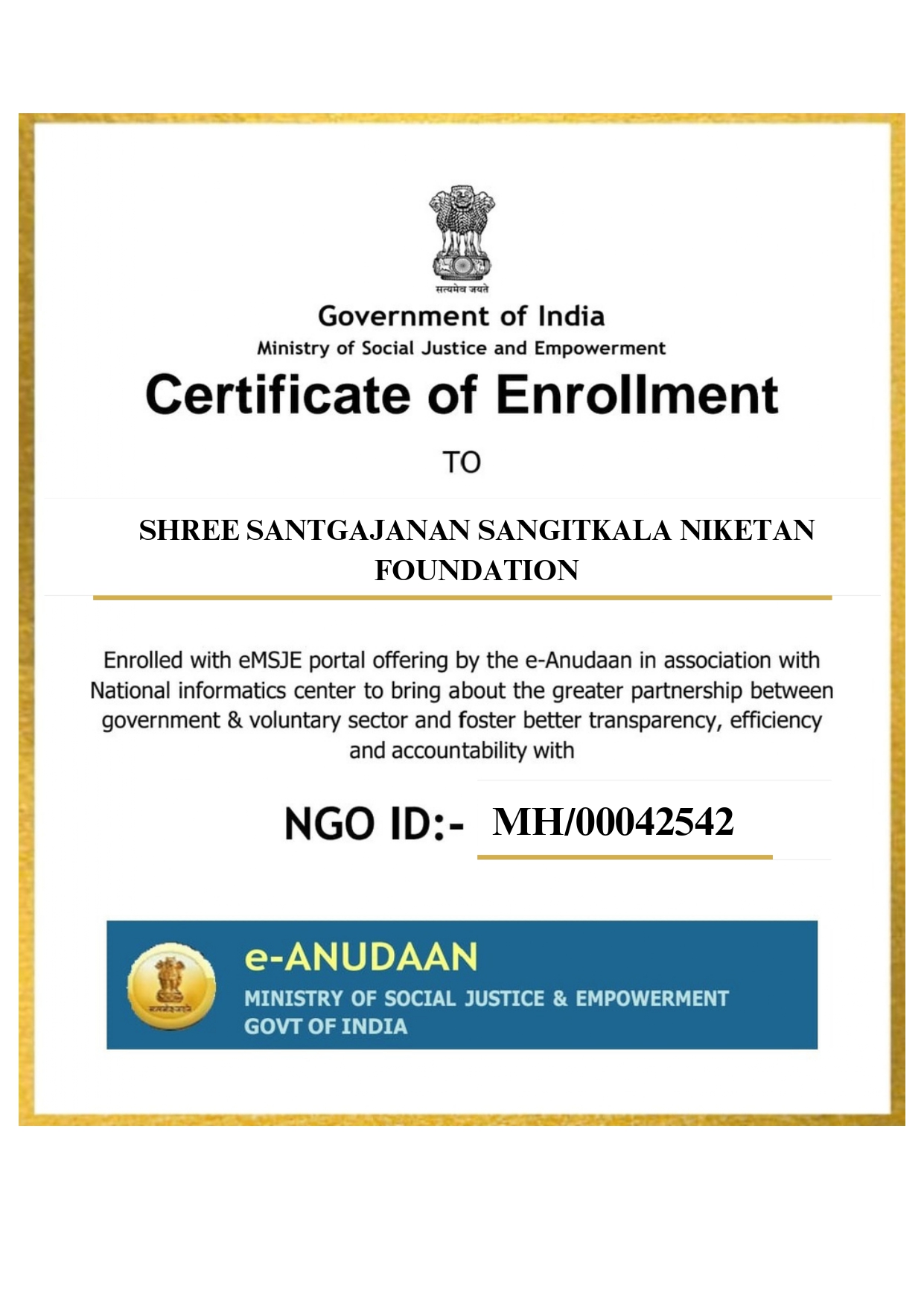 Certificate Of Enrollment
